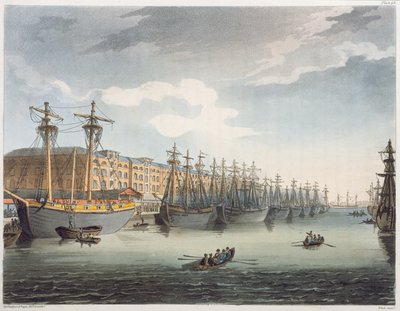 West India Docks by Pugin and Rowlandson